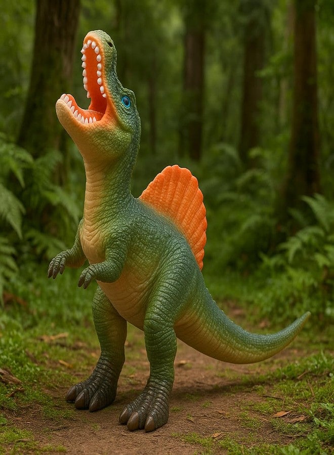DTR Creation Spinosaurus Dinosaur Toy ? 33 cm Realistic Dino Figure, Green with Orange Fin, Soft Rubber Prehistoric Animal Model for Kids - Image 3